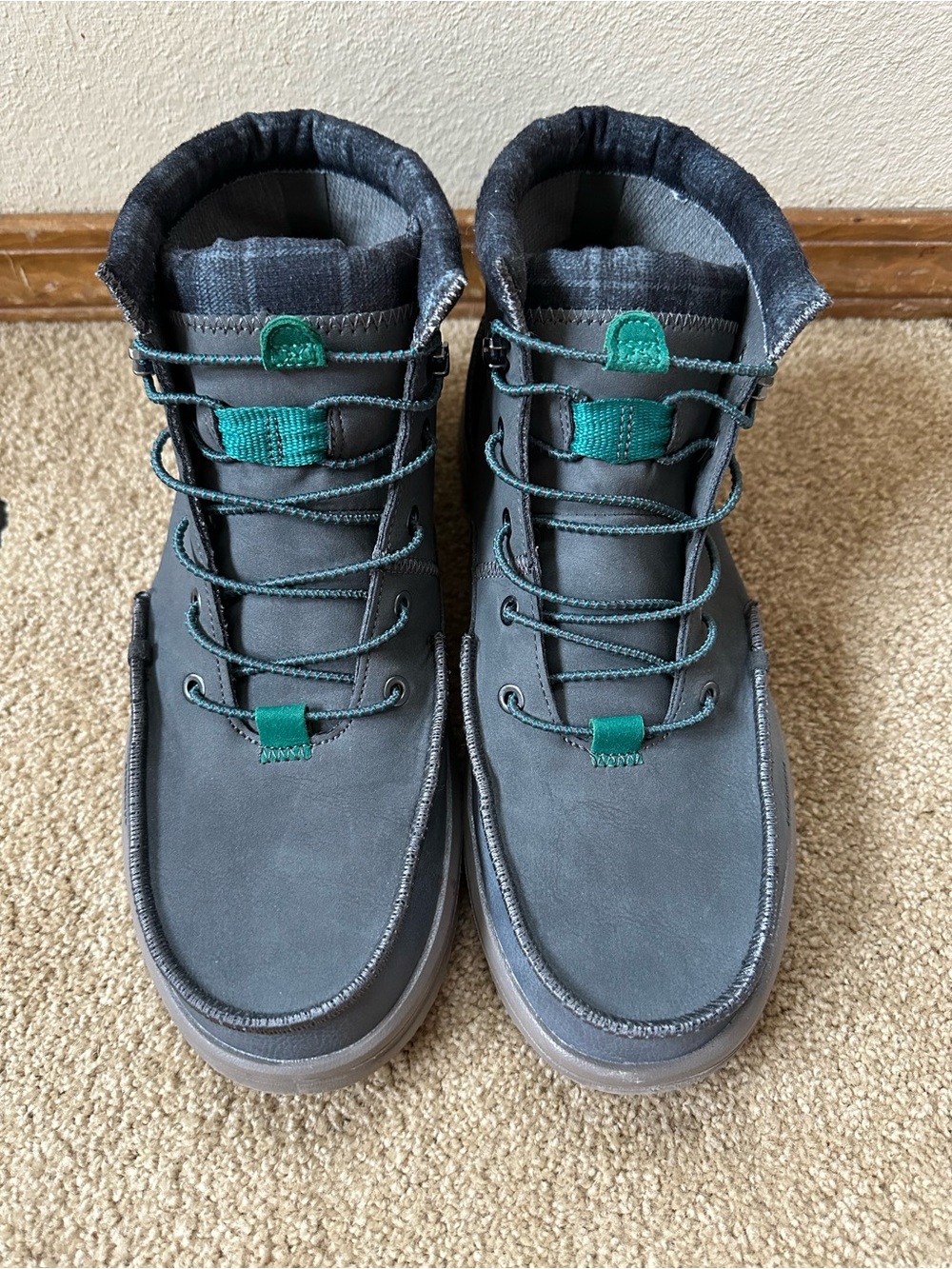 Hey Dude Men's Gray Chukka Boots with Teal Accents